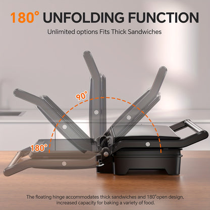 1000W Electric Panini Press Grill 3-in-1 Indoor/Outdoor Grill & Pizza Oven with Non-Stick Plates, Grease Tray, Fast Preheat, Dual Heating Plates & Floating Hinge - Sandwich Maker, BBQ Grill for Camping, Easy Clean ( Plug)