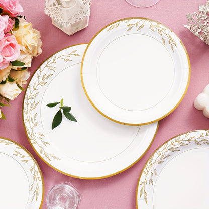 300/200/100 Disposable Tableware Set, Golden Disposable Paper Plates, 9'' Disposable Dinner Plates, 7'' Dessert Plates, Minimalist Family-size Disposable Dinnerware For Wedding Birthday Banquet Anniversary Picnic Thanksgiving Christmas Party Decor