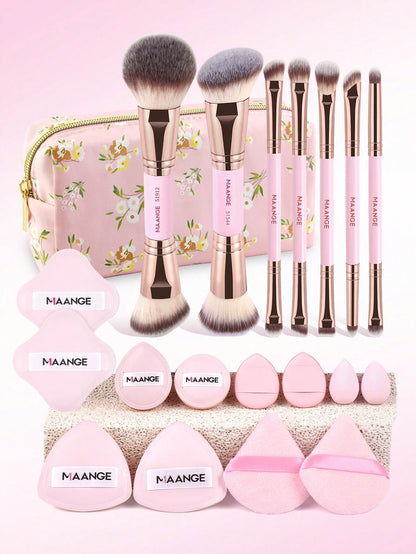 MAANGE 2pcs/5pcs/7pcs/20pcs/41pcs Makeup Tools Set Twin Head Makeup Brush Set With Blush Brush Foundation Brush Finishing Brush Loose Powder Brush Makeup Tools For Traveling