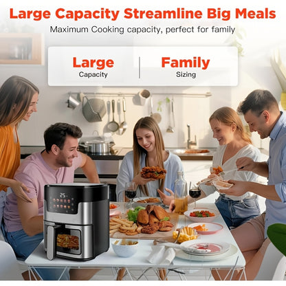 10-in-1 Digital LED Touch Screen Air Fryer | 7.5QT Oilless Cooker with 10 Preset Cookings, Dishwasher-Safe Basket, 100pcs Air Fryer Paper Liners, 201 Stainless Steel