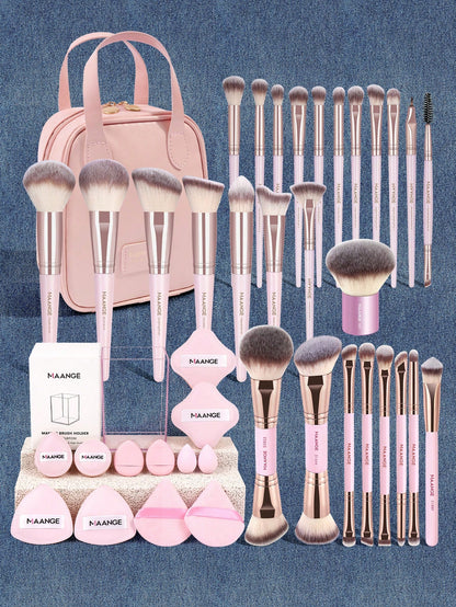 MAANGE 2pcs/5pcs/7pcs/20pcs/41pcs Makeup Tools Set Twin Head Makeup Brush Set With Blush Brush Foundation Brush Finishing Brush Loose Powder Brush Makeup Tools For Traveling
