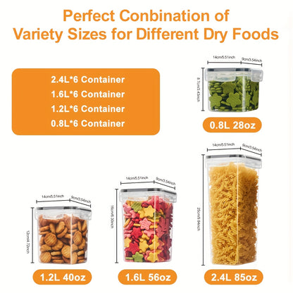14/24/48/84pcs Airtight Food Storage Containers With Lids, BPA Free Plastic Kitchen Storage Containers For Spaghetti, Cereal, Pasta, Flour And Sugar Containers, 7/12/24/42 Lids+7/12/24/42Containers.