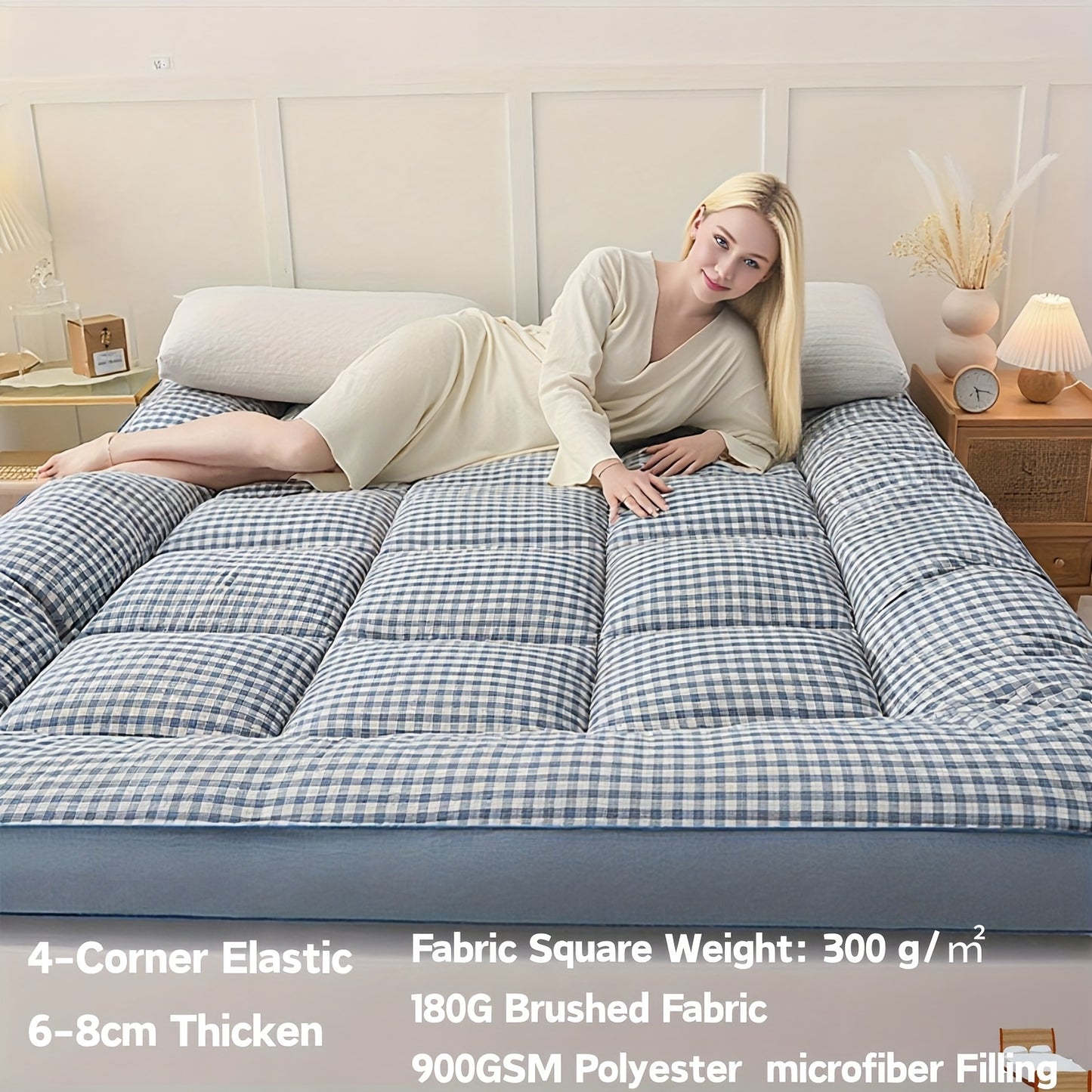 Comfortable Mattress Pad - Breathable Cooling Fiber Filling - Not Waterproof, Made of Woven Fabric - Suitable for Year-Round Use, Perfect for Bedrooms, Guest Rooms, Or Dorms - Thickness of 2.36-3.15inch