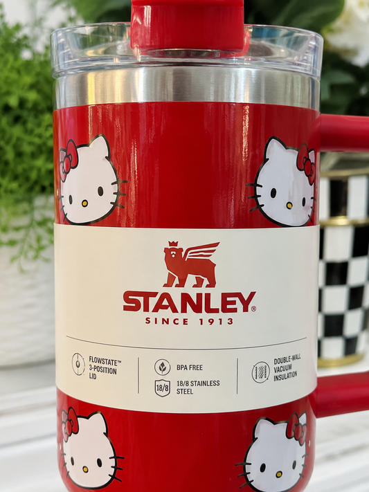 Red Hello Kitty Stanley Quencher H2.0 Tumbler – 40oz Insulated Travel Mug